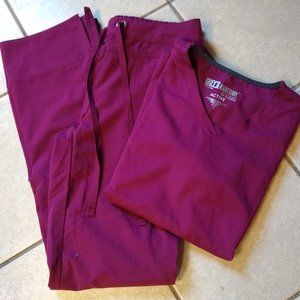 Grey's Anatomy Active Scrub Set-Pants & Top Size Small Wine Color